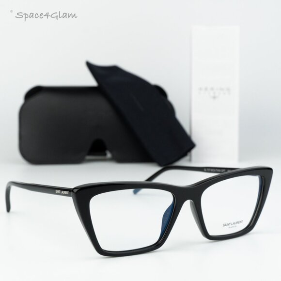 Saint Laurent Women Eyeglasses Black Cat Eye SL737 MICA THIN OPT 001 BRAND NEW - Picture 1 of 11